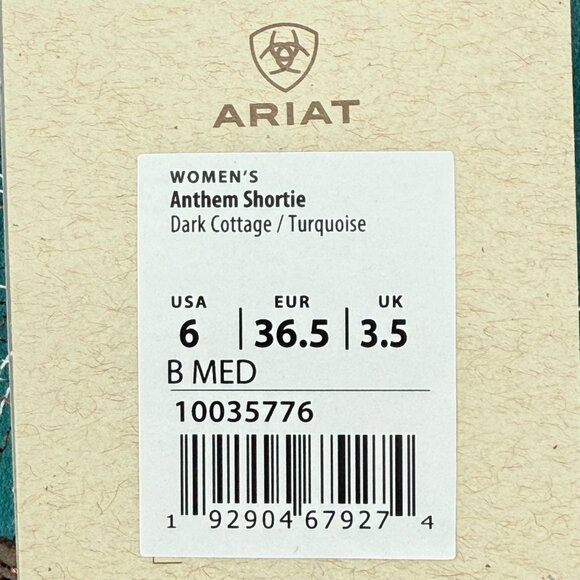 Ariat Womens Leather/Suede Dark Cotage Turquoise Anthem Shortie Boots Sz 6B NWOB - Picture 14 of 15